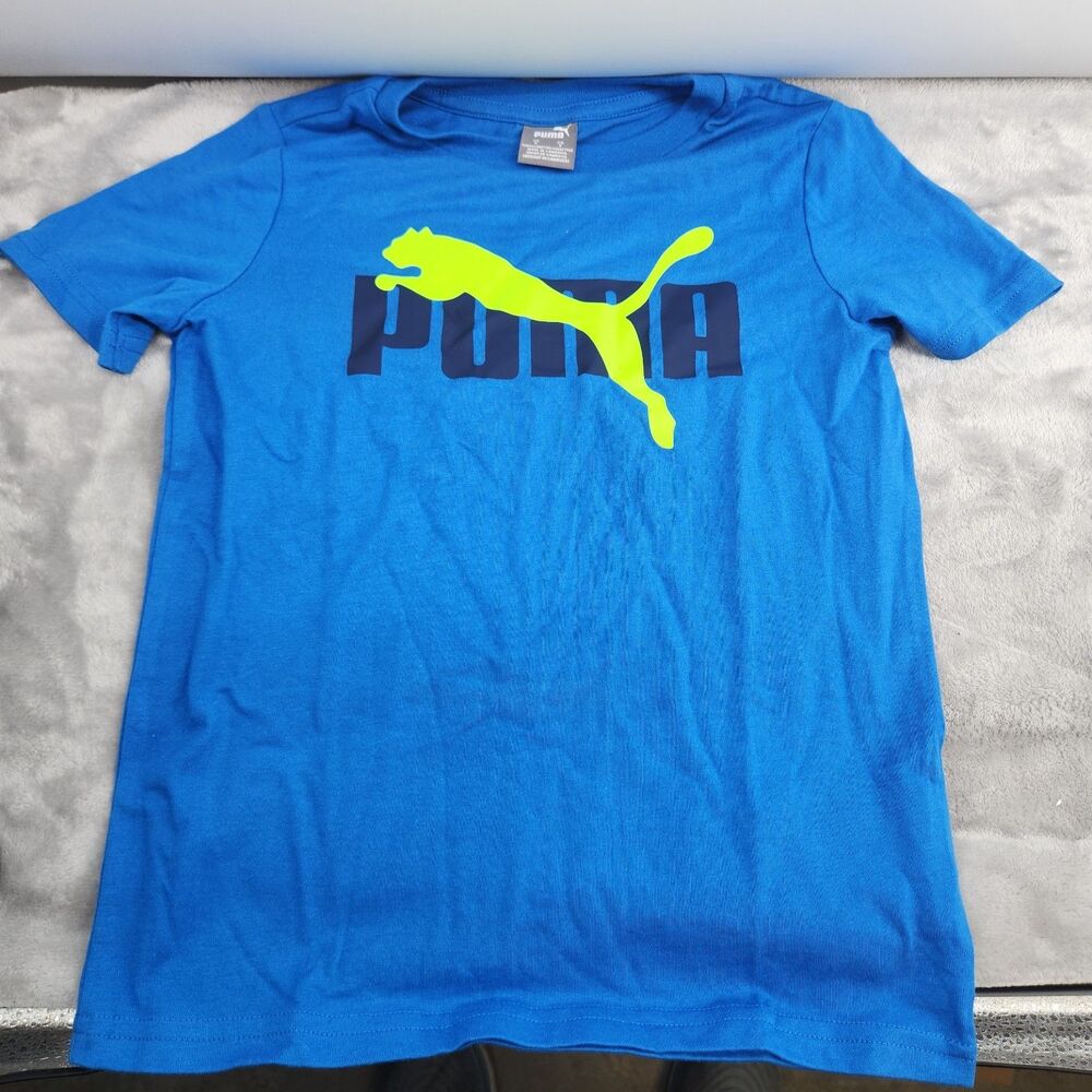 Puma Boys Size 6 Blue Graphic Print Short Sleeve T-Shirt NWOt‎